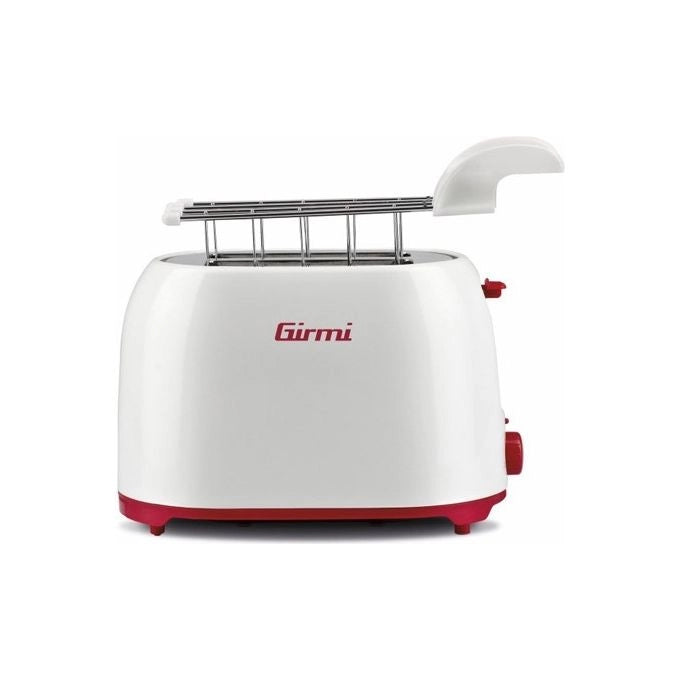 Girmi TP1001 Tostapane 2 Fette 750W 7 Livelli di Cottura Pinze Estraibili Inox Funzione Tostafetta Raccogli Briciole colore Bianco Rosso