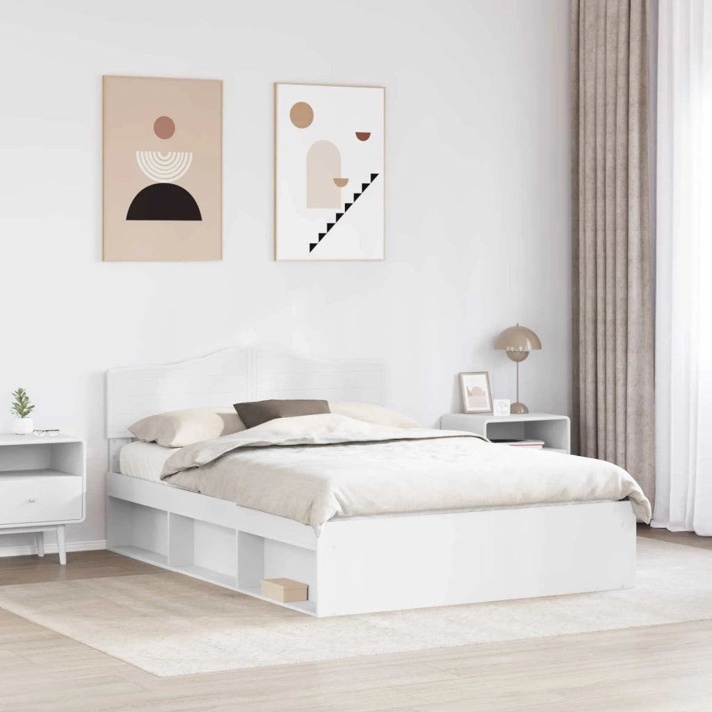 Struttura del letto-Giroletto-Rete del Letto Bianco 160 x 200 cm Pino massello 353918