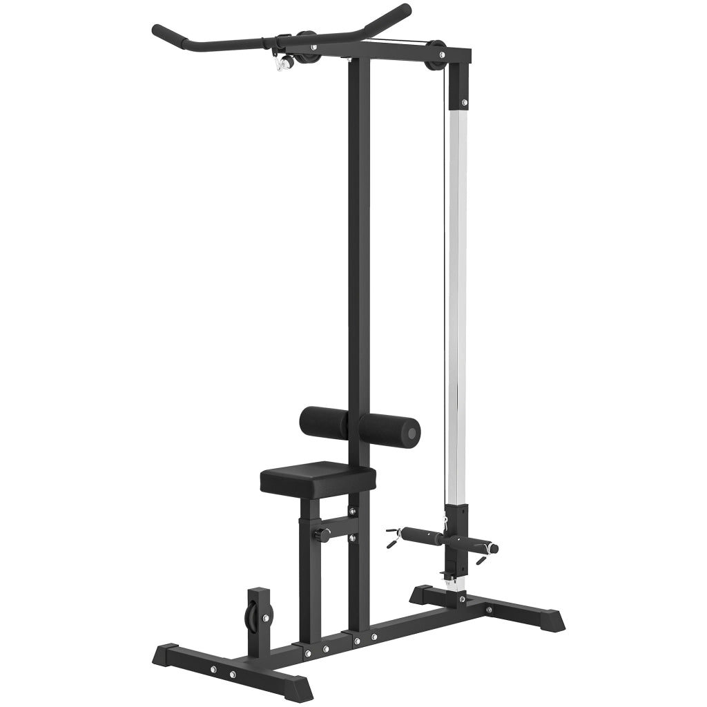 Stazione Fitness Pull Down con Panca e Cavo Regolabile ¨C zephmum ¨C Acciaio Nero 107x120x190cm