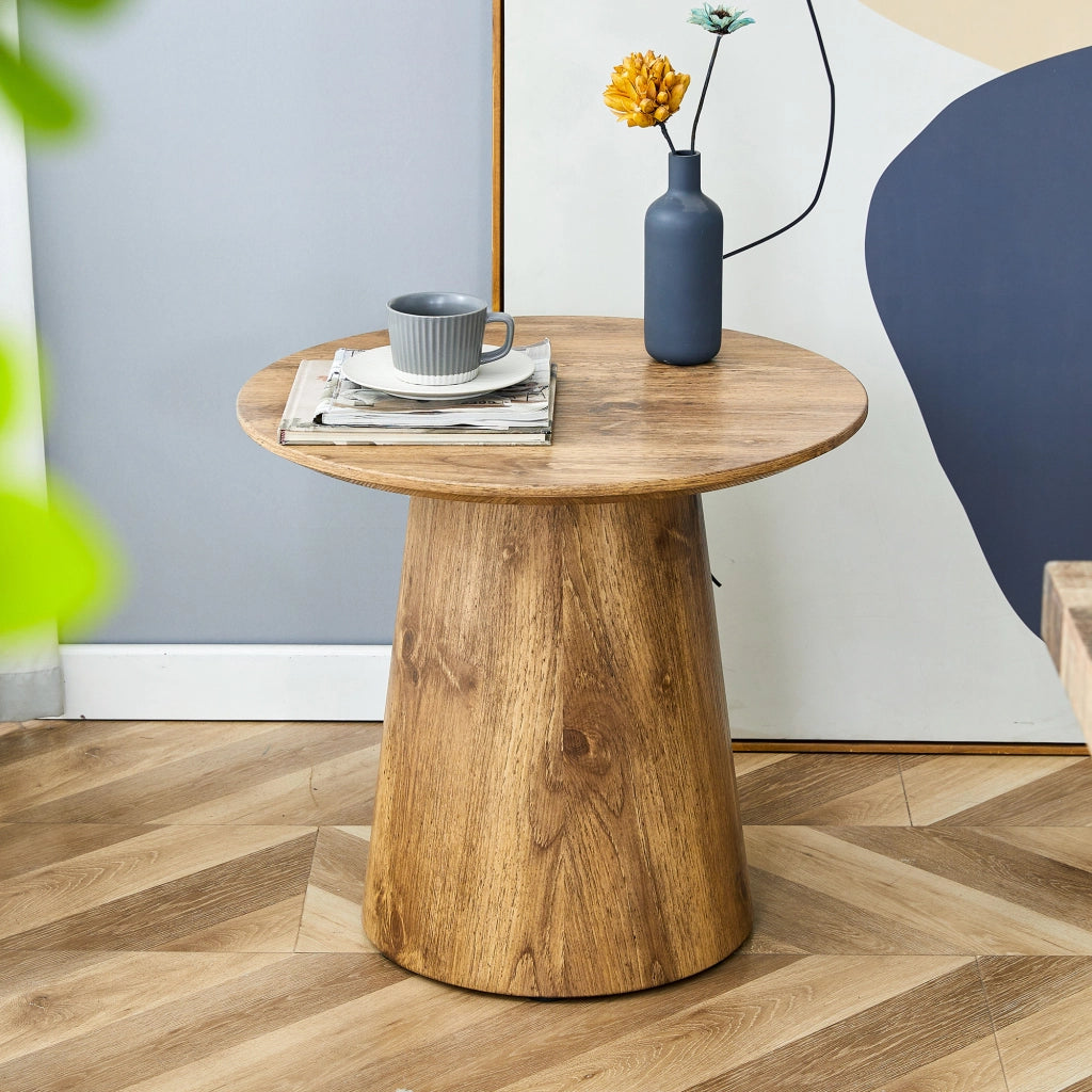 Tavolino rotondo in MDF effetto legno naturale ¨C 50 cm di diametro, 48 cm di altezza. Con rivestimento in laminato effetto legno di alta qualit¨¤ ¨C ide