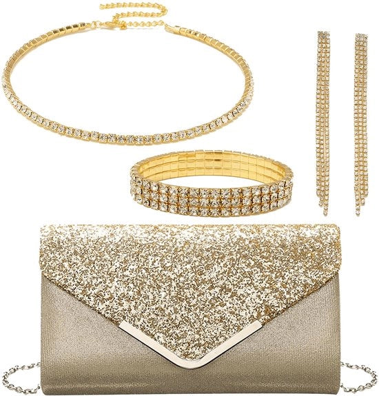 Set di accessori da cerimonia da sposa elegante 4 pezzi con decorazioni in oro