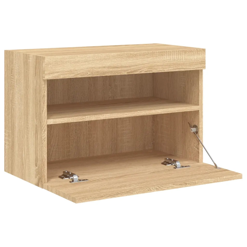 Mobile TV a Parete con Luci LED Rovere Sonoma 60x30x40 cm 837187