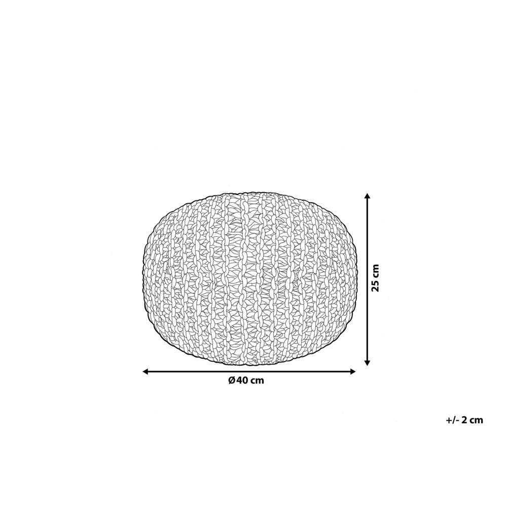 Pouf ottomana in cotone lavorato a maglia Nero perline EPS riempimento rotondo piccolo poggiapiedi 40 x 25 cm