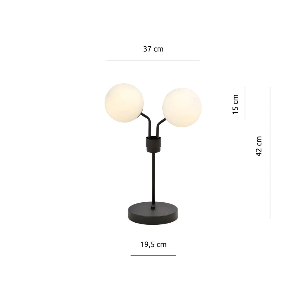 Lampada Da Tavolo Moderna Orione Acciaio Nero 2 Luci E14 Ip20