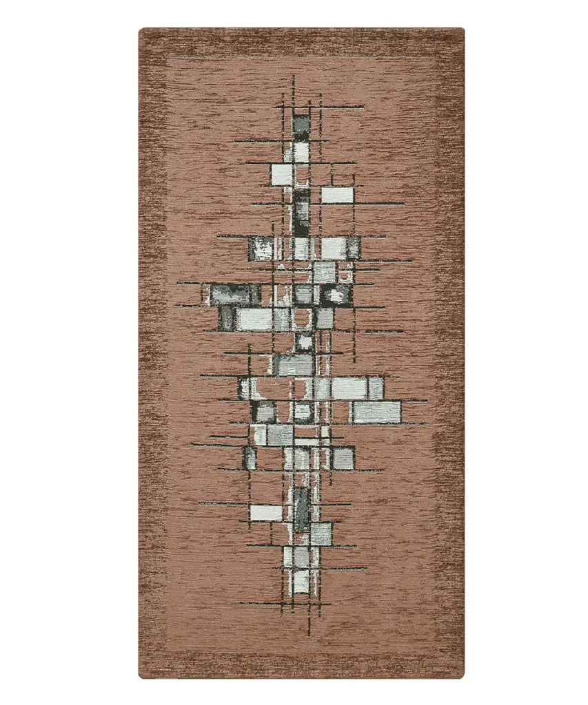 Tappeto moderno PIXEL MARRONE disegno arte contemporanea astratto geometrico, tappetino bagno multiuso lavabile in lavatrice e anti-scivolo cm.55x80