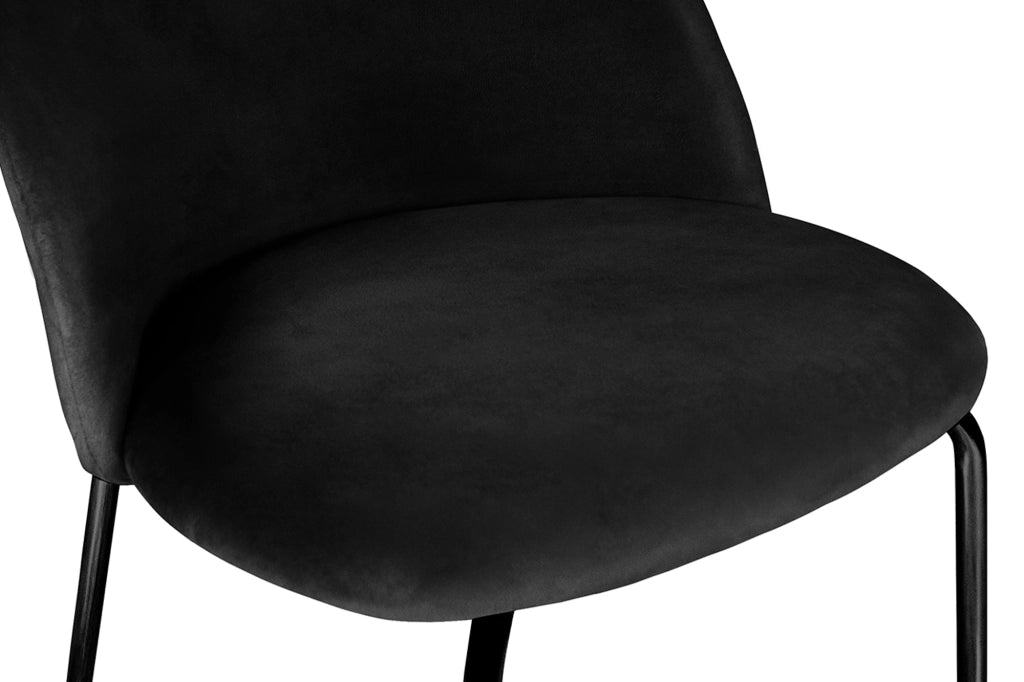 Set di 2 sedie da pranzo imbottite in velluto nero piede nero – Nicole - SD10NIPN