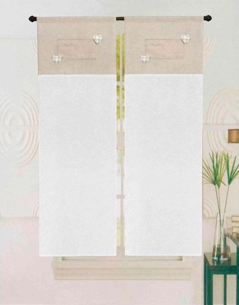 Tende Porta Finestra 60x150 cm Coppia 2 Pz Interno Semitrasparente Tessuto Pendente Beige