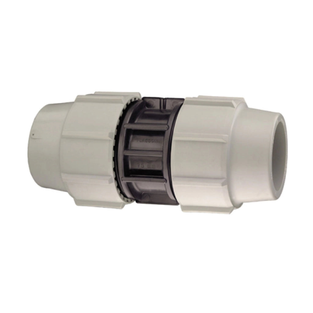 RACCORDO DIRITTO INTERMEDIO A COMPRESSIONE FEMMINA FEMMINA IN POLIPROPILENE SERIE 7010 BIANCO E NERO - Ø75 PN16  - PSN
