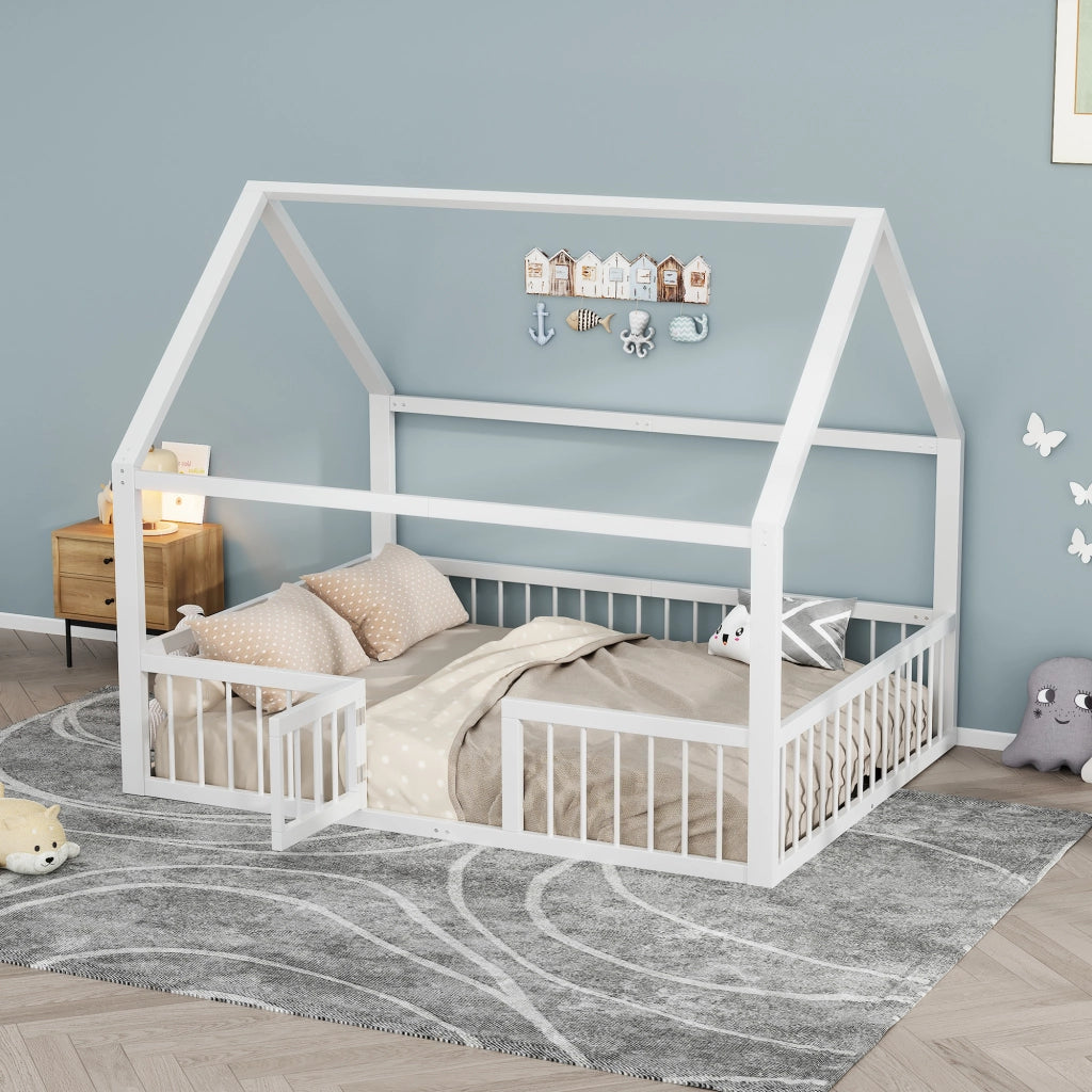 LETTO a casetta 140x200 cm in metallo bianco