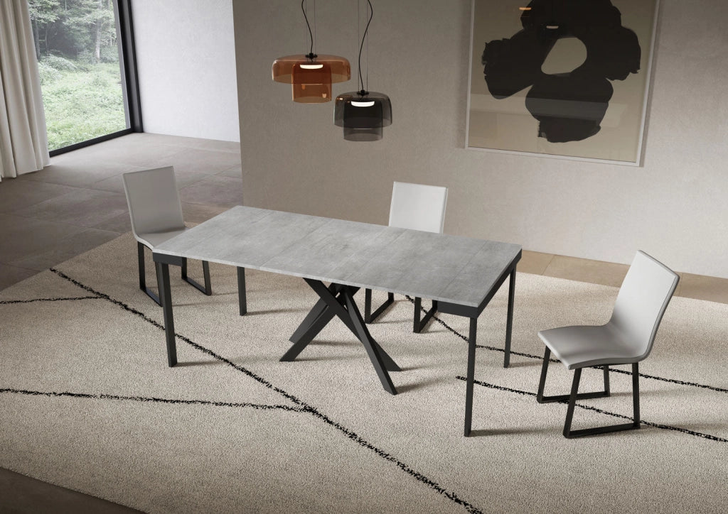 Consolle Allungabile 90-300x40x77 cm Saki Evolution Cemento Gambe Antracite