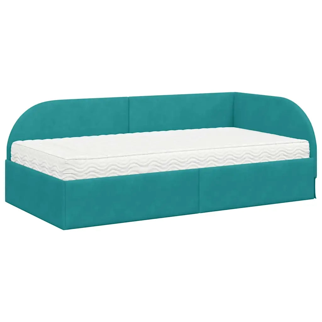 Struttura Letto Angolare con Materasso 2 pcs Turchese Velluto 3394182