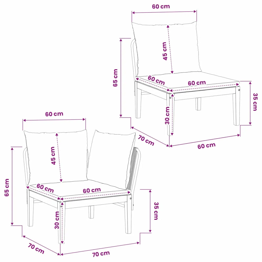 2 pcs Set da Giardino con Cuscini Naturale 42022066