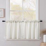Set di tende di vetro di 2 pezzi - Lichtbeige - H 45 x B 120 cm - Semi-trasparente - Tendenza di lino - Forte e decorativo - Tende a corda