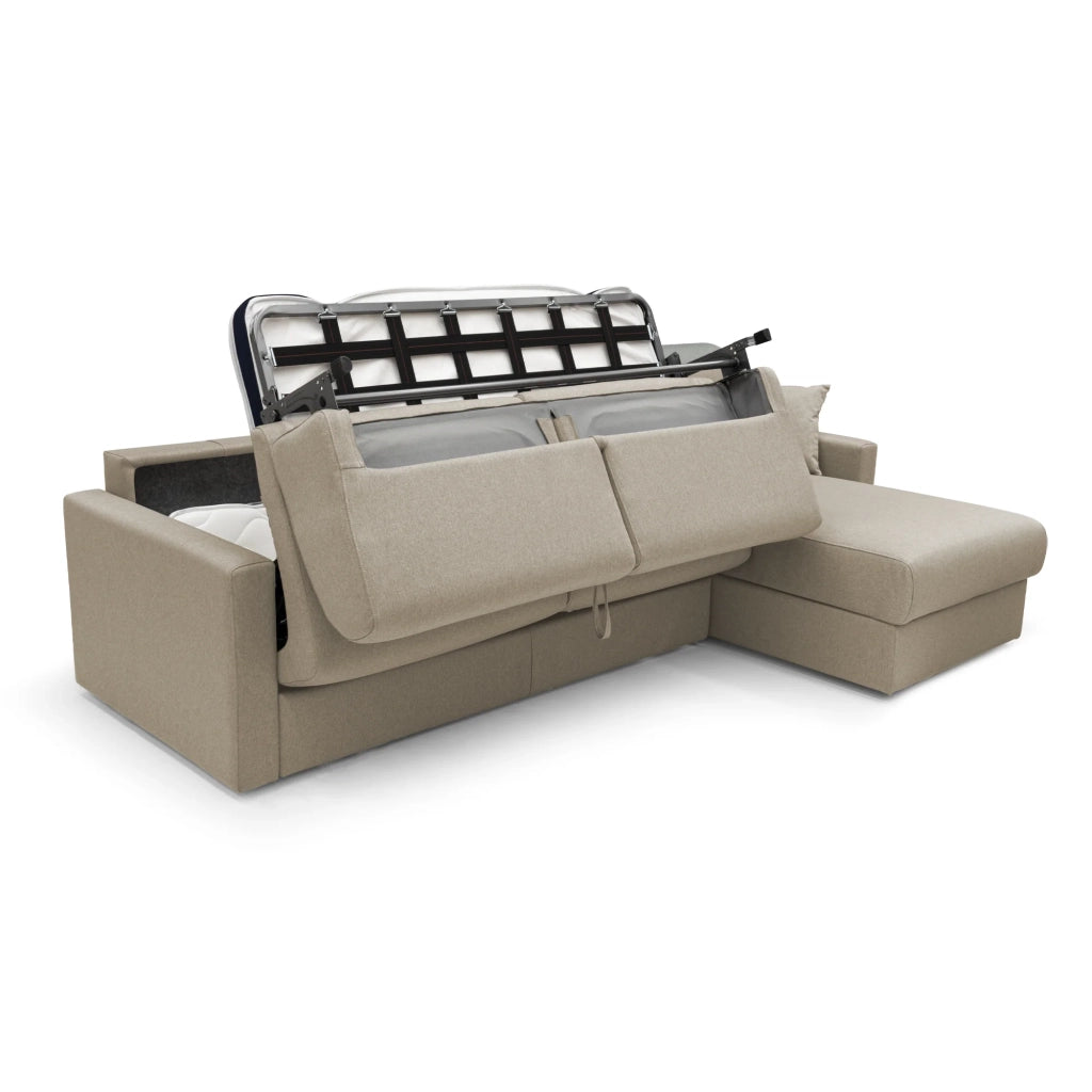 Chris Divano letto angolare 5 posti in tessuto impermeabile T13 288 cm Sinistro (mat. 160x197) beige