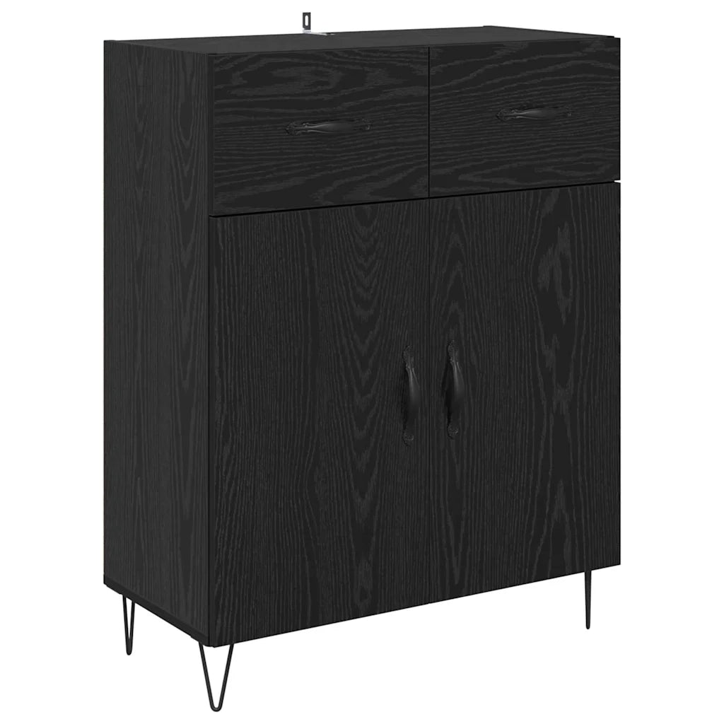 Credenza-Buffet-Armadio da cucina Rovere Nero 69,5 x 34 x 180 cm Legno multistrato 107539