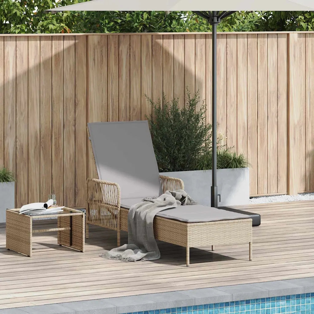Lettino da sole Beige e Grigio Chiaro 200 x 55 x 92 cm 365428