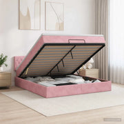 Letto ottomano con materasso Rosa 160 x 200 cm Velluto 3456500