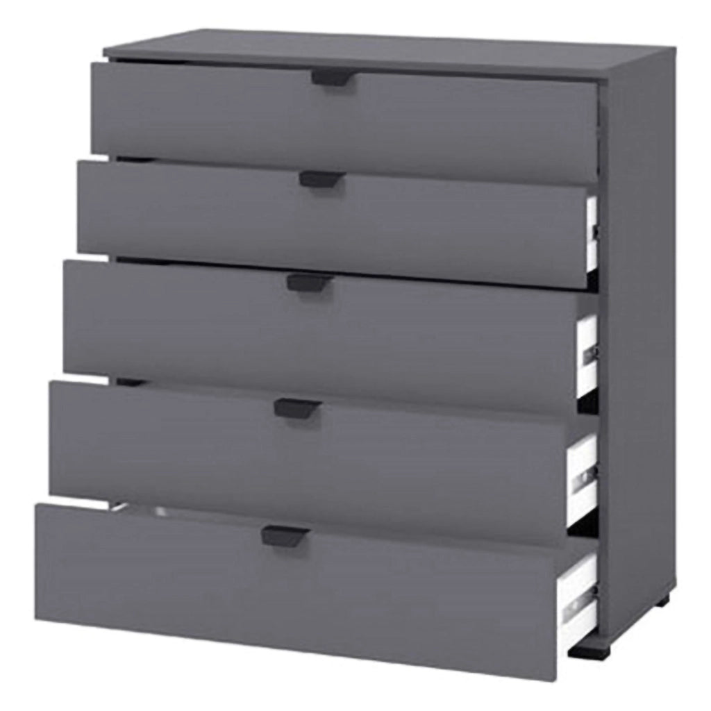 Mainarda, Cassettiera 5 Cassetti, 90x40x95h cm Nero Antracite