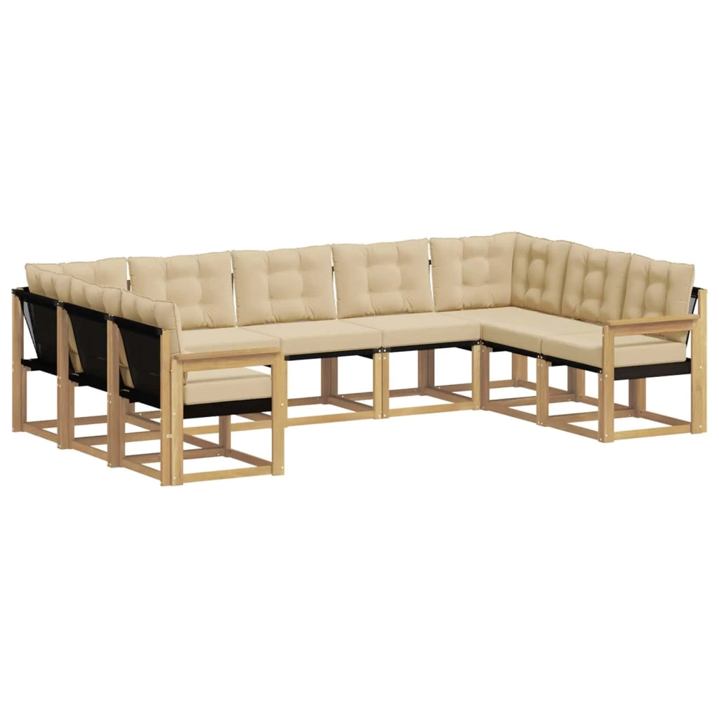 Set di divani da esterno 9 pz Bianco e Beige 3389855