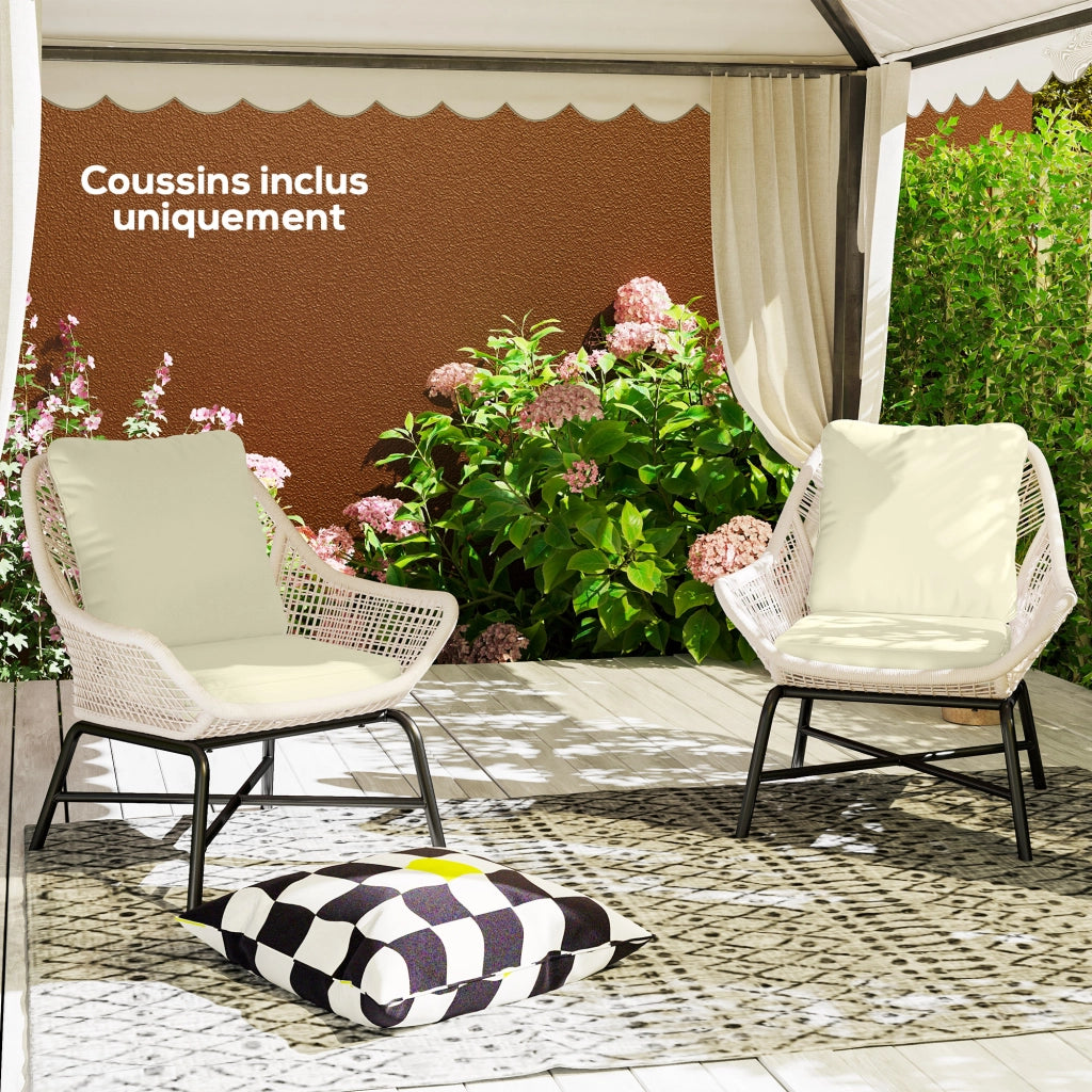 Set 2 cuscini per divano con schienale ¨C Xylo ¨C tessuto crema interno esterno