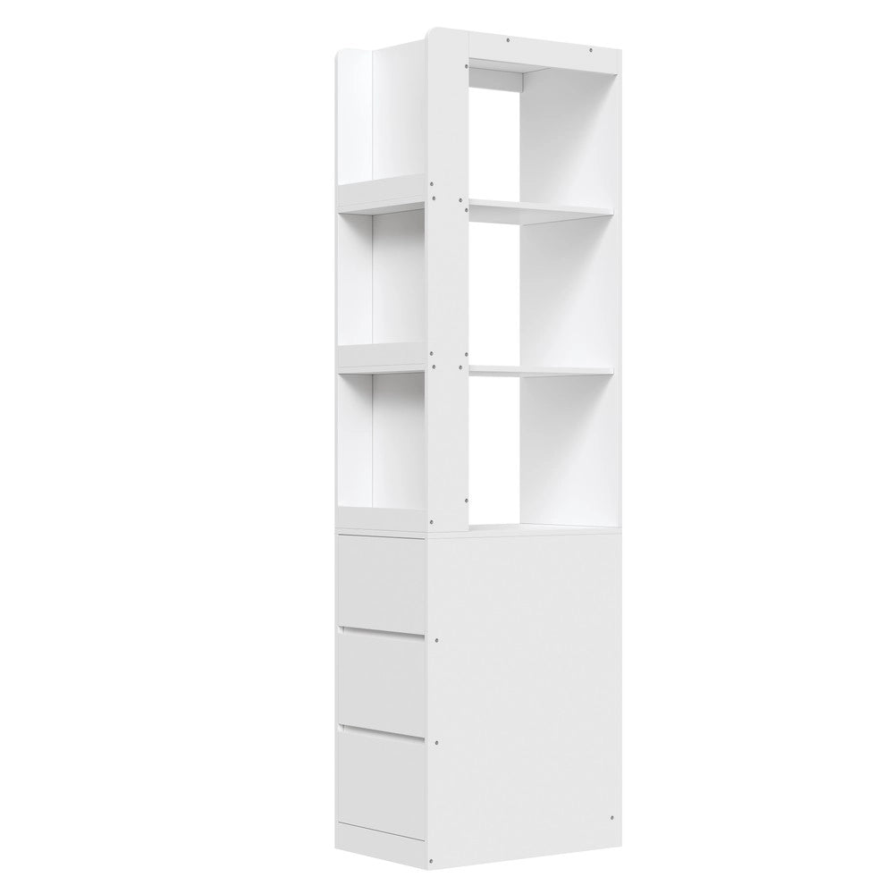 Scaffale per libri alto 200 cm - Zephmum- 3 ripiani aperti e 3 cassetti, sistema antiribaltamento