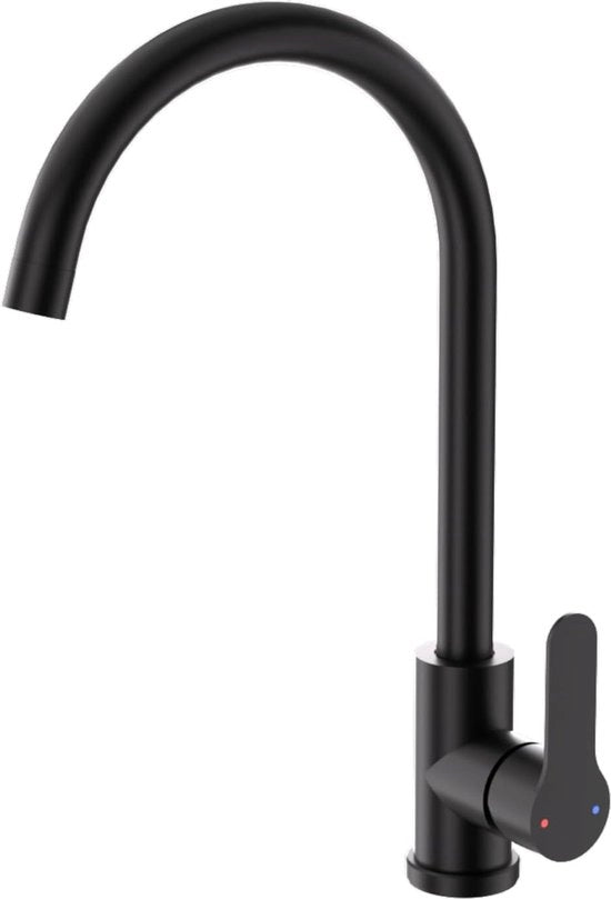 Keukenkraan in acciaio inossidabile, 360° girevole, miscelatore a una mano, con scarico, altezza 257 mm, nero