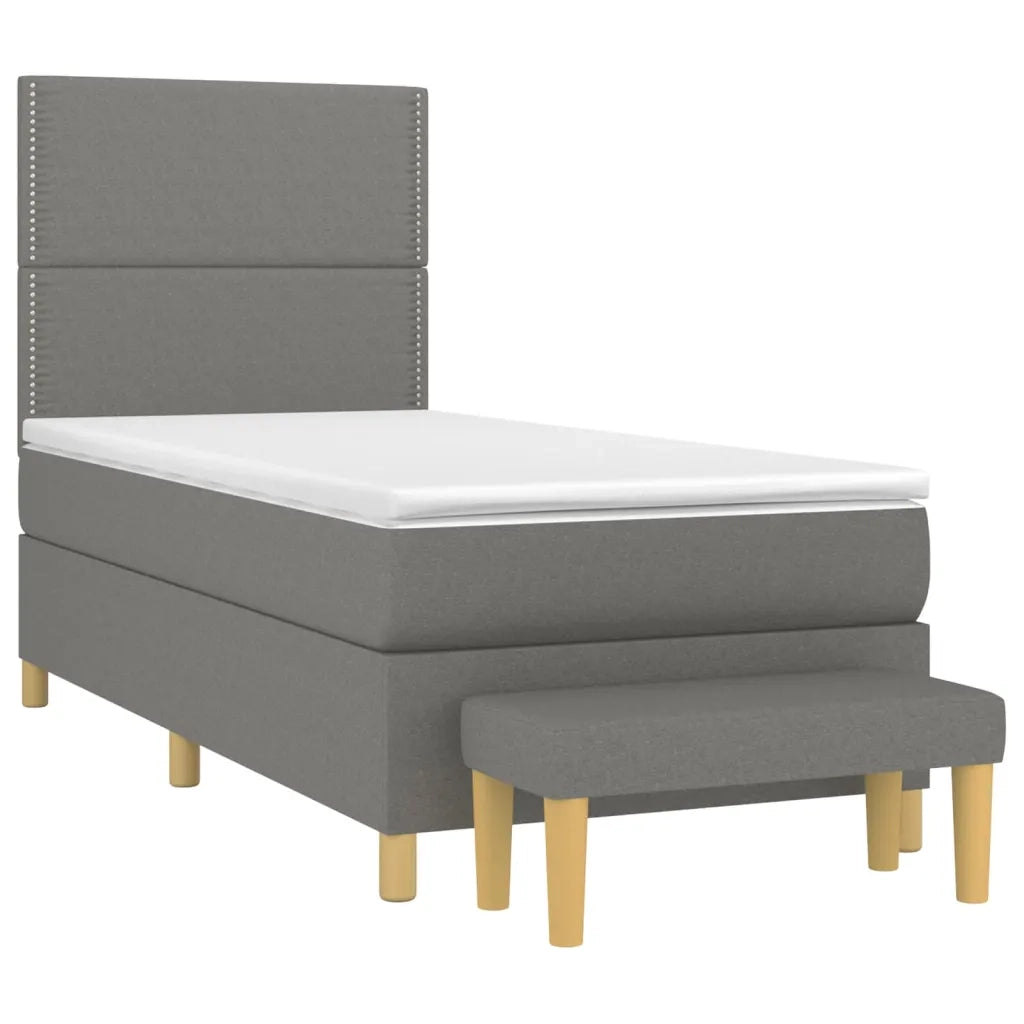 Giroletto a Molle con Materasso Grigio Scuro 90x200 cm Tessuto 3137046
