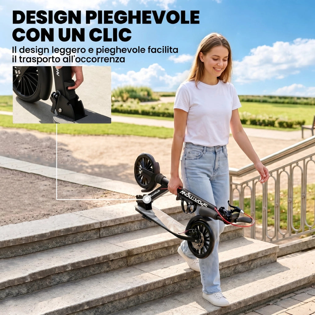 Monopattino Pieghevole ¨C Xylo ¨C Manubrio Regolabile, Argento