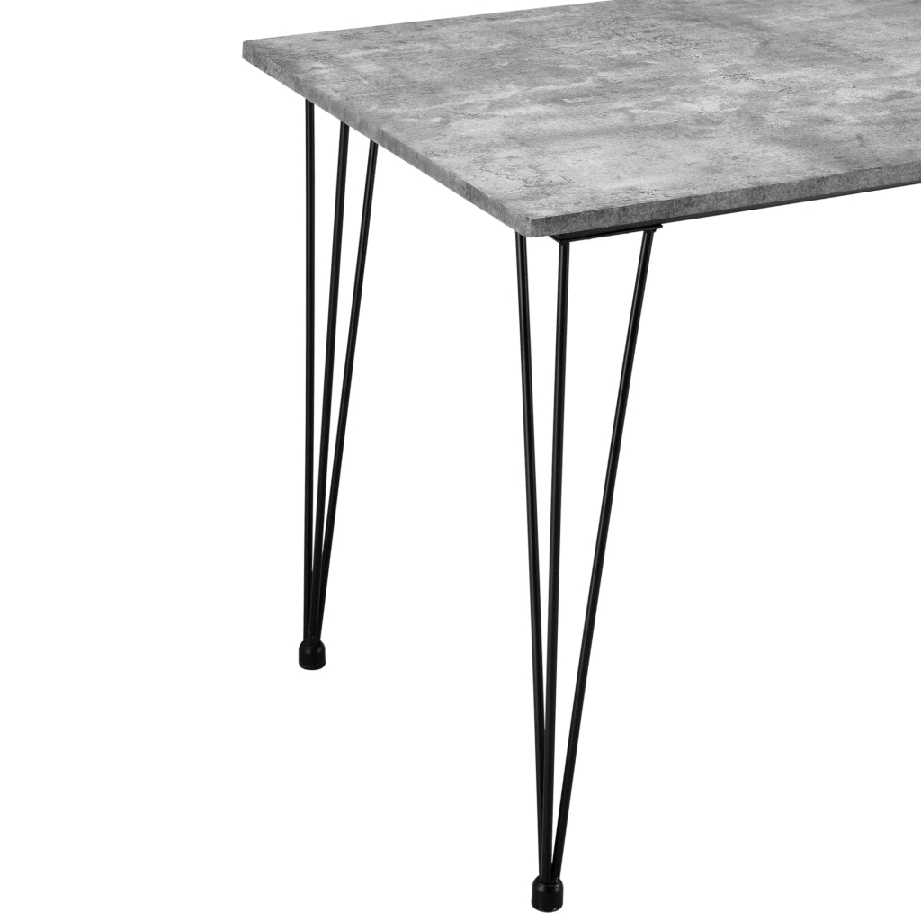Tavolo da pranzo/cucina/soggiorno per 4 persone piano in MDF 120 cm effetto cemento e nero 03_0004272