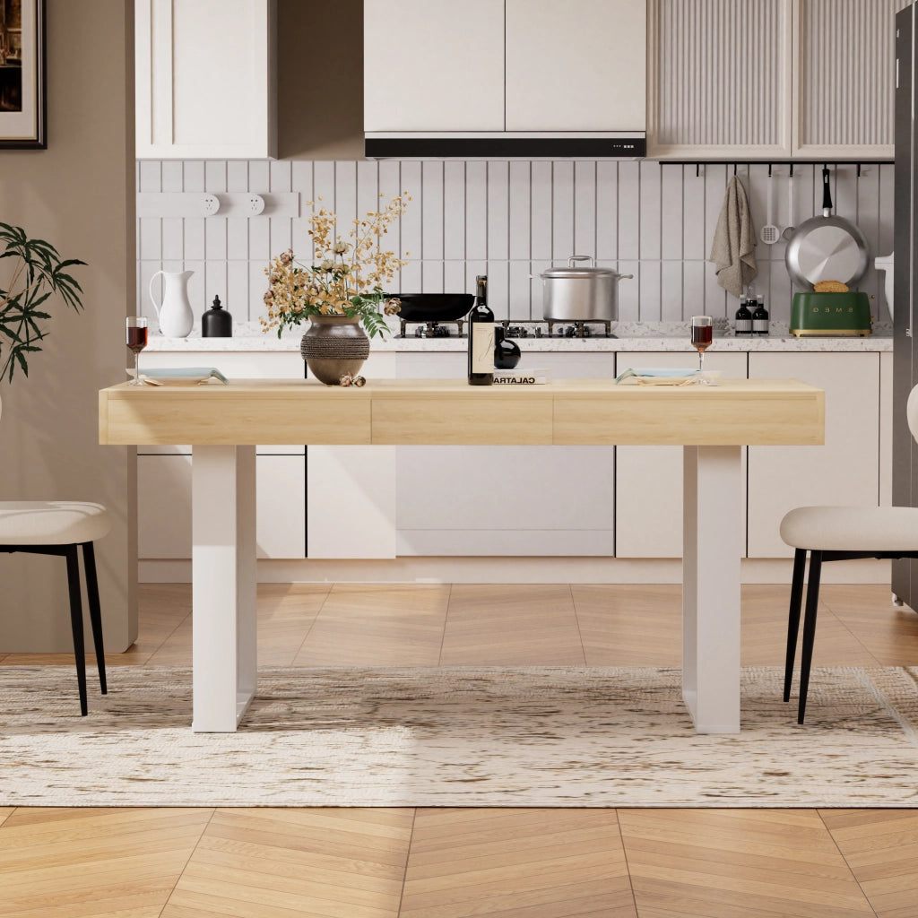 Tavolo allungabile per 8 persone con piano estensibile salvaspazio; struttura stabile; per cucina e sala da pranzo