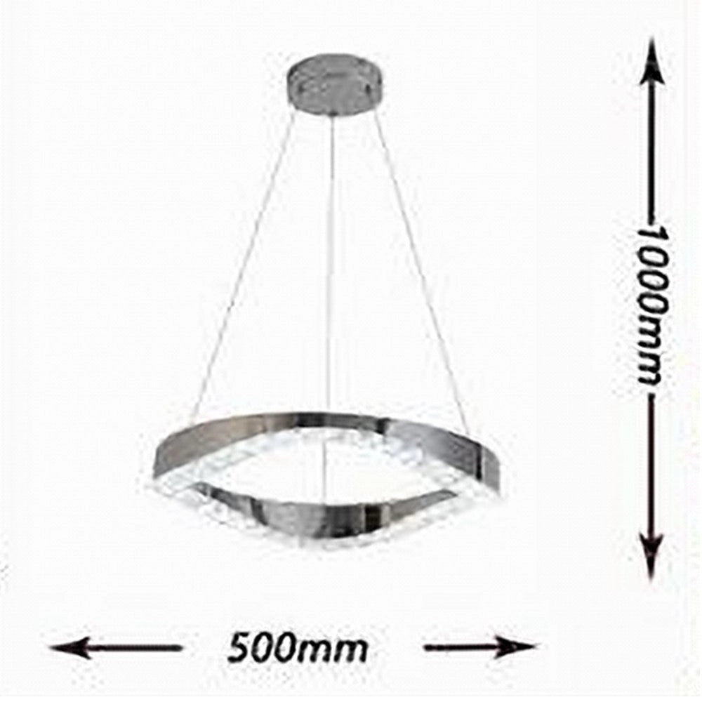 Trade Shop - Lampadario Led Soffitto 25 W Sospeso In Acciaio Cristallo Luce Fredda 8000k B72 -
