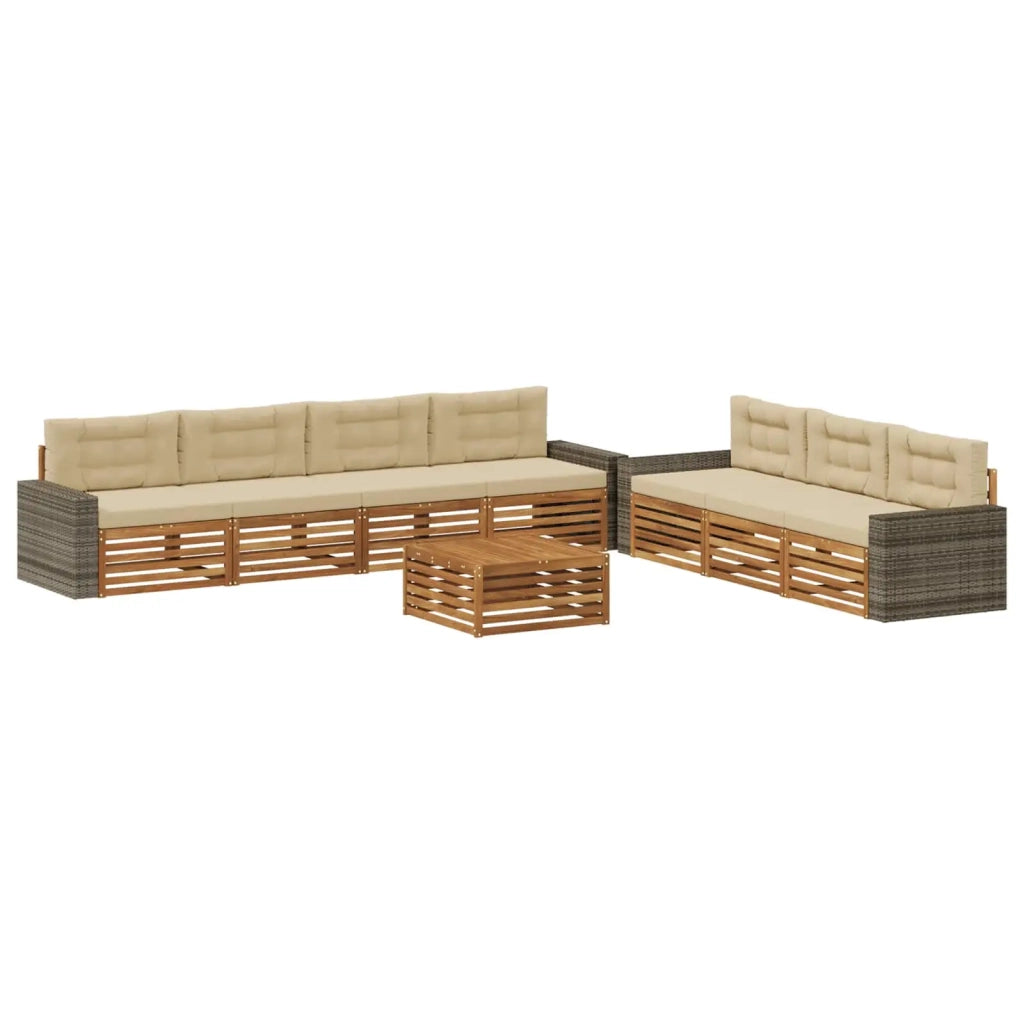 Set di divani da esterno 8 pcs Naturale e Beige 79 x 79 x 37 cm 3383131