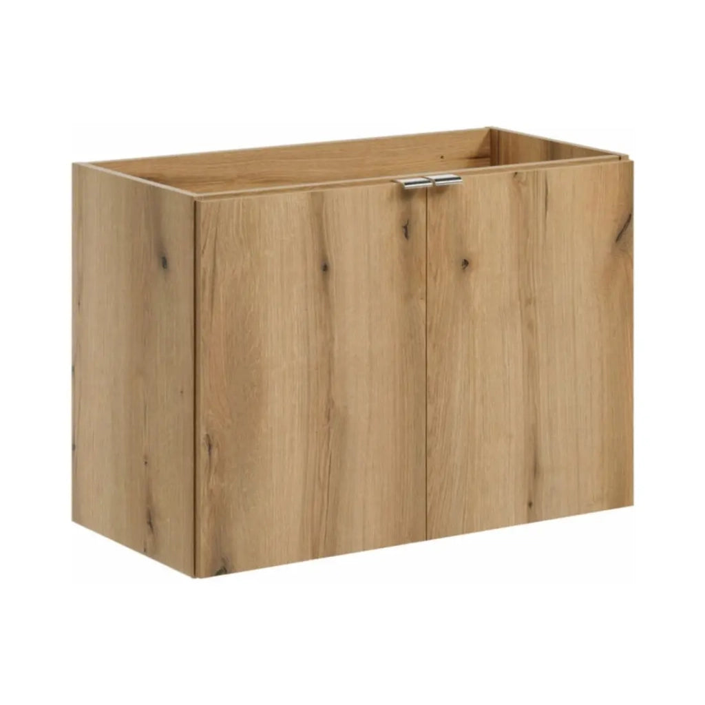 Set VANO effetto rovere e nero 80cm: mobile sottolavabo con ante + top per lavabo + lavabo da appoggio nero scanalato