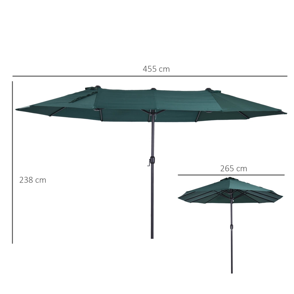Ombrellone doppio per giardino ¨C Minimal ¨C Verde scuro 455x265x238 cm