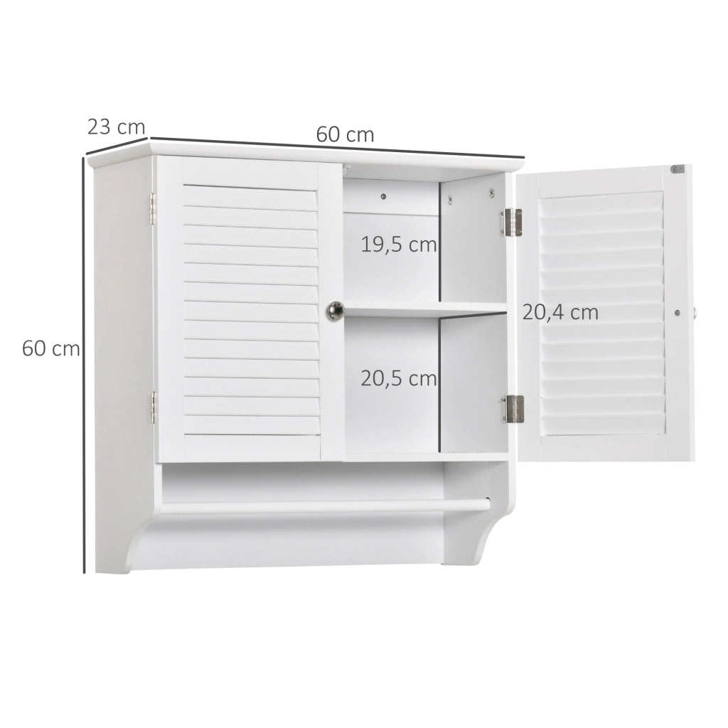 Armadietto da Bagno Sospeso con 2 Ante ¨C zephmum ¨C Bianco 60x23x60 cm