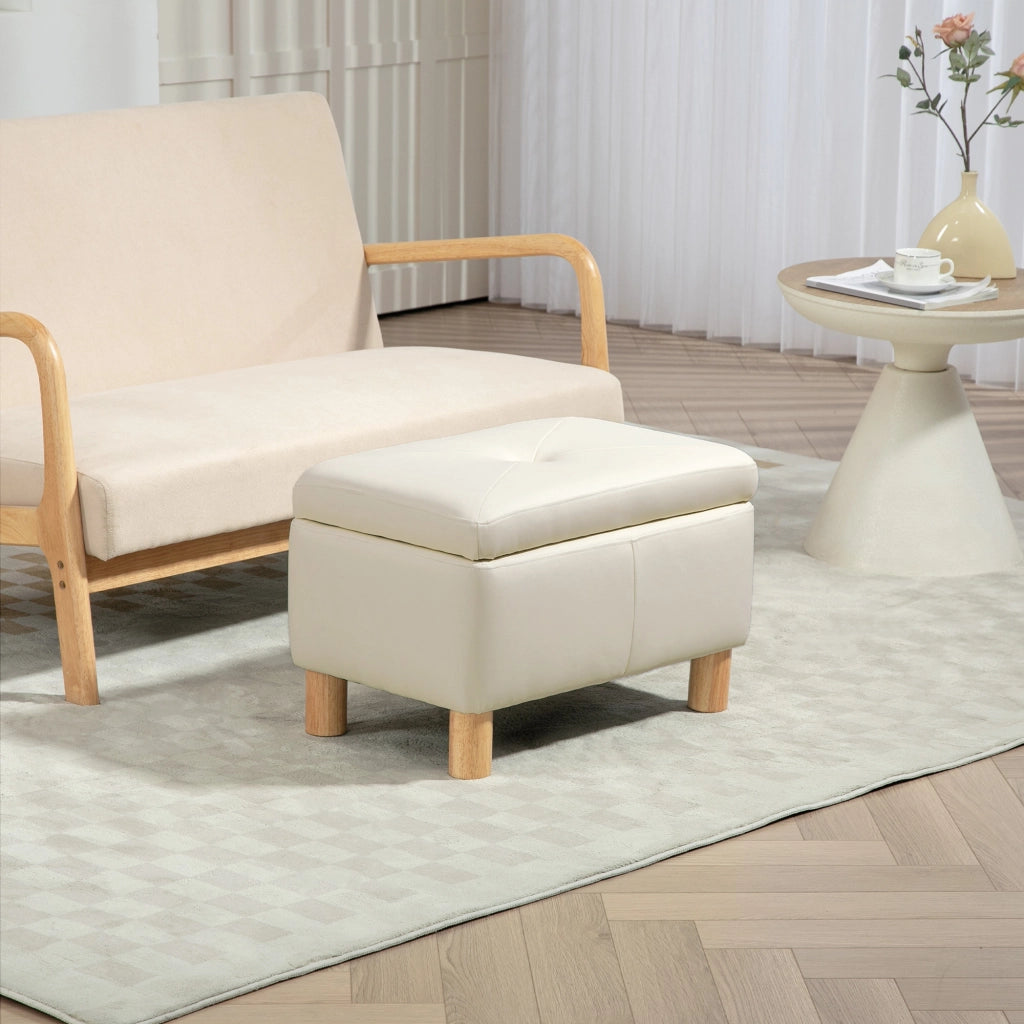 Pouf con contenitore ¨C zephmum ¨C crema, similpelle, 60x38x40 cm