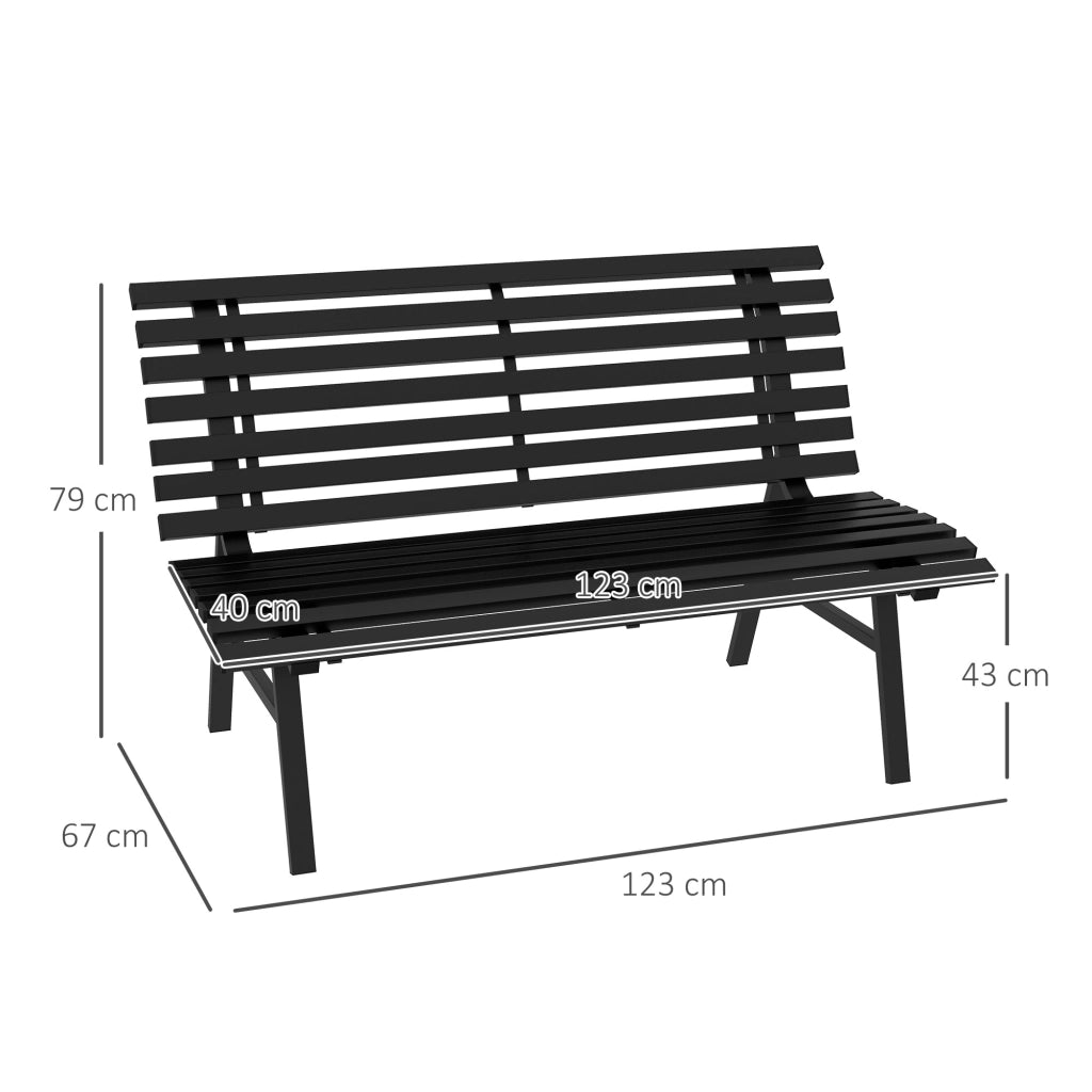 Panca da giardino 2 posti ¨C Xylo ¨C alluminio nero 123x67x79 cm