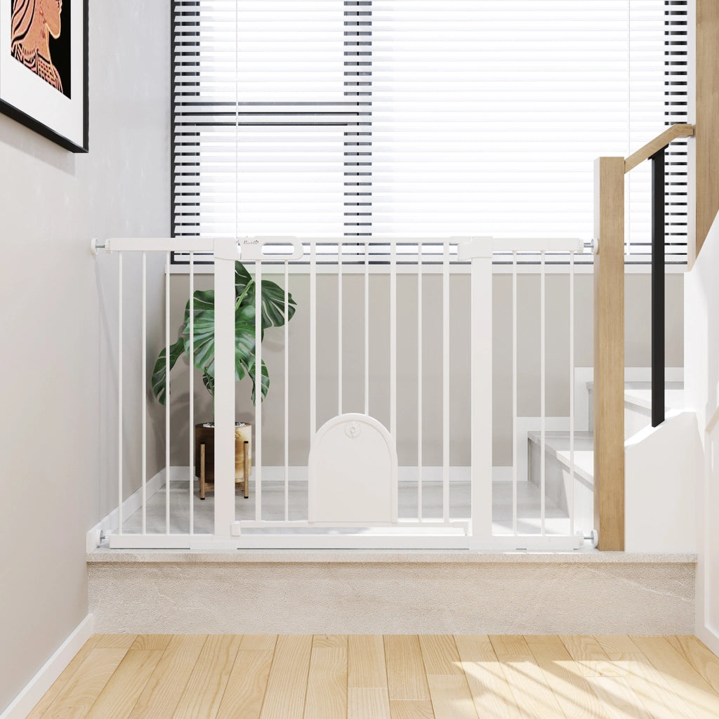 Cancelletto di sicurezza per scale e porte ¨C Xylo ¨C bianco acciaio 75-131x76 cm