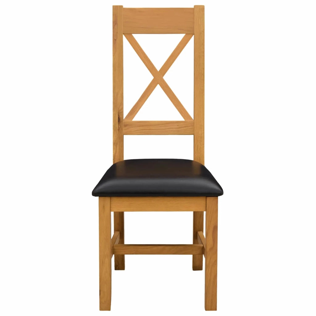 Sedia da pranzo 2 pz Legno di Quercia Massello Nero 42039169