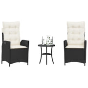 Set da Bistrò 3 pz con Cuscini Nero in Polyrattan 365272