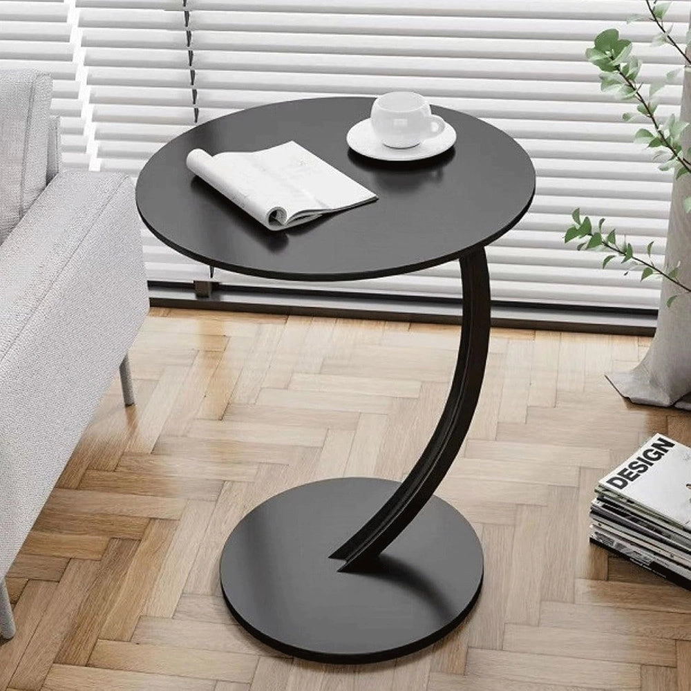 Trade Shop - Tavolino Laterale A Forma Di C Moderno Elegante Per Soggiorno Salotto Divano Camera - Nero