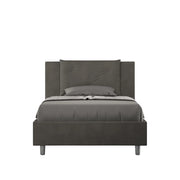 BS COM Letto una piazza e mezza contenitore imbottito 110x210 microfibra grigio