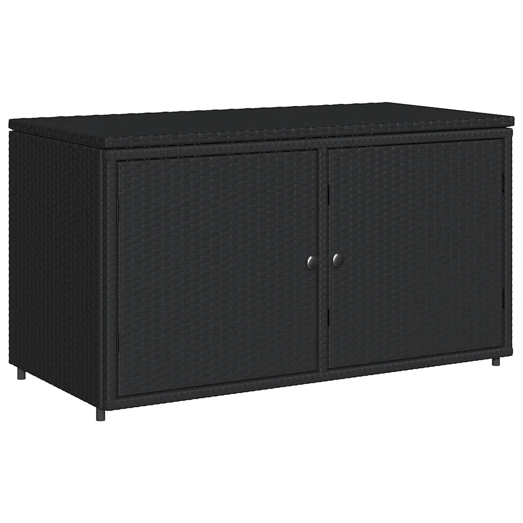 Armadietto Portaoggetti Giardino Nero 110x55x60,5cm Polyrattan 365567