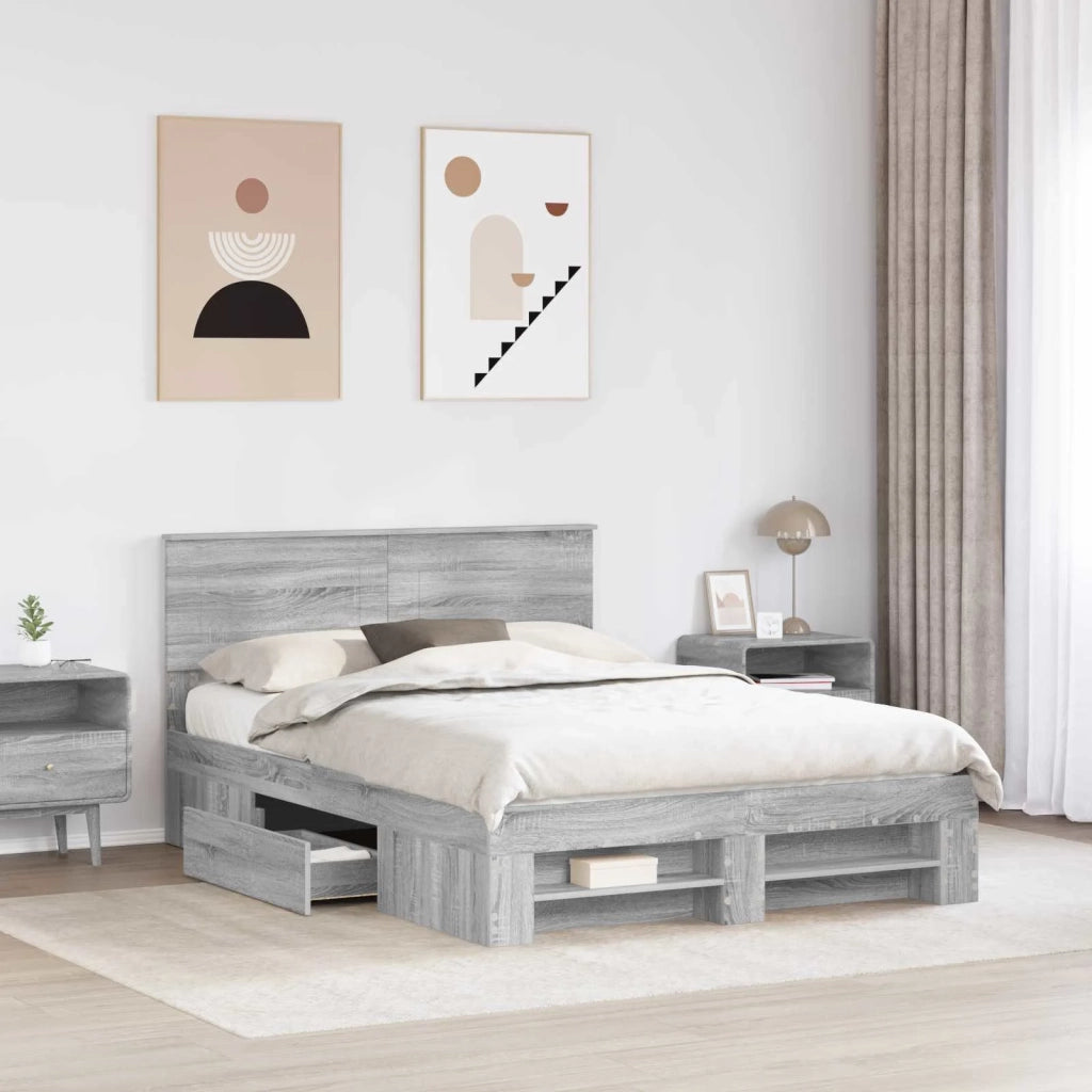 Struttura del letto con testiera Grigio Sonoma 150 x 200 cm 3408751