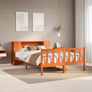 Letto Libreria senza Materasso Marrone Cera 140x200 cm in Pino 3321671