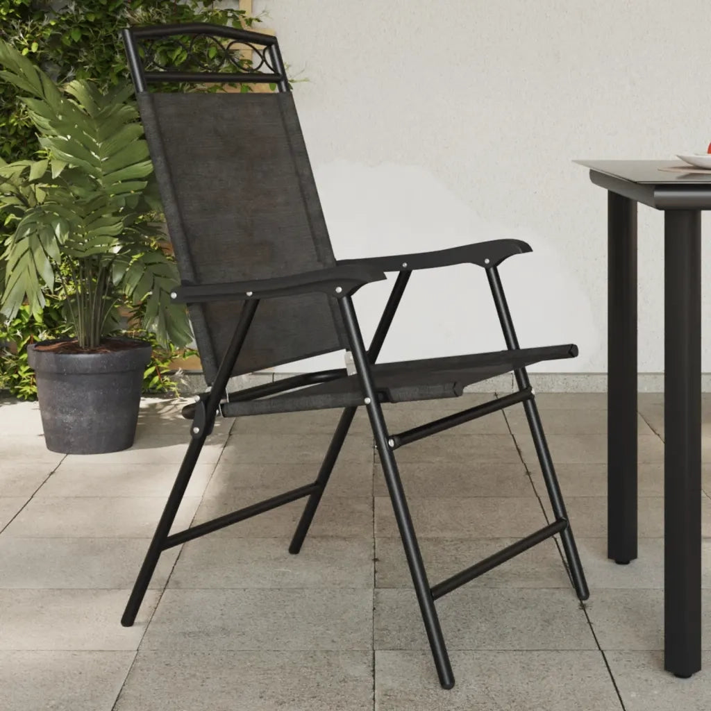 Sedie Giardino Pieghevoli 4 pz | Sedie da Esterno Grigio M¨¦lange Acciaio Textilene