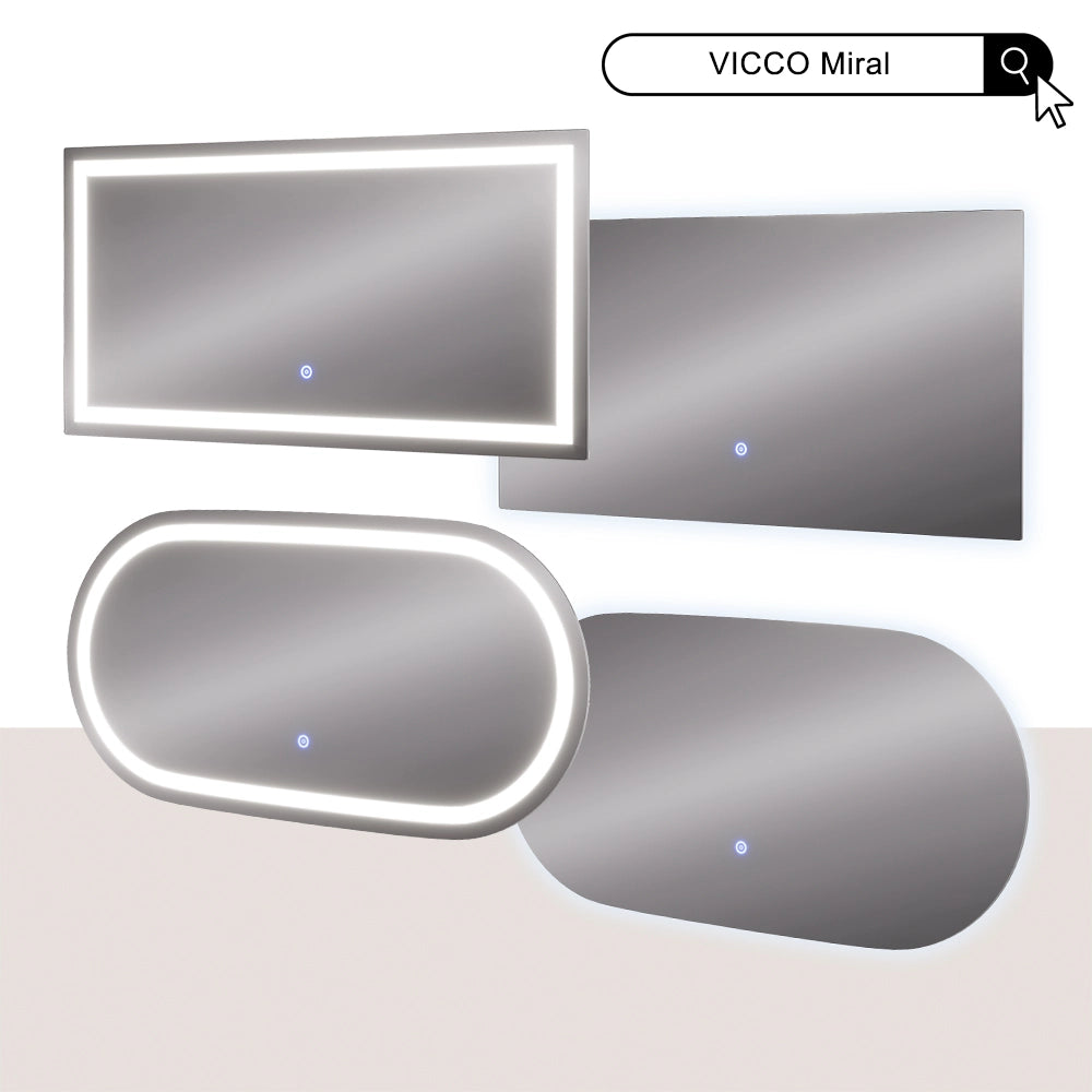 Vicco Specchio bagno Vetro 80 x 40 cm con illuminazione frontale
