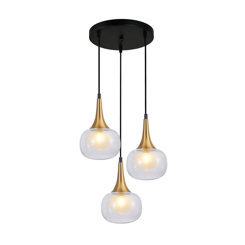Lampada a sospensione KONILA Italux 3 luci G9 nero ottone