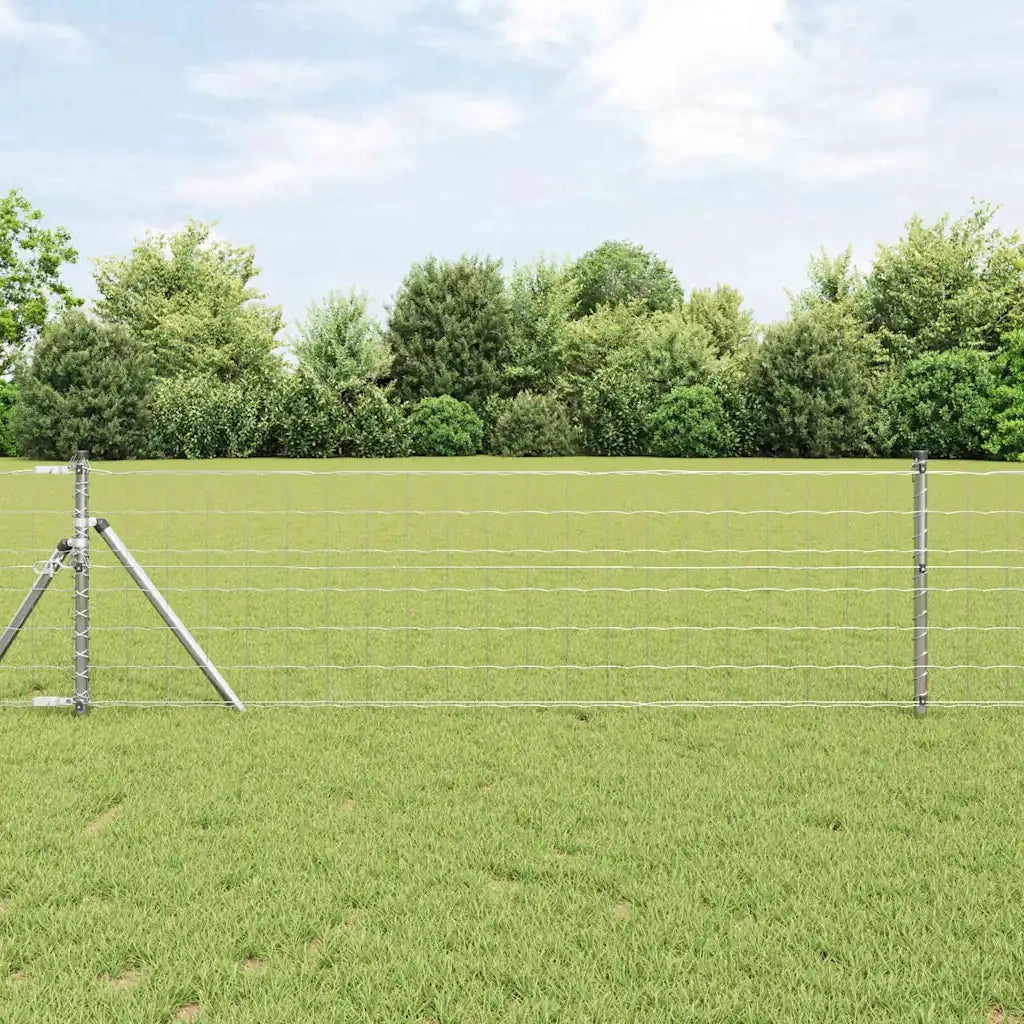 Recinzione con Posto Argento 0,8 x 25 m Acciaio e PVC 3350510