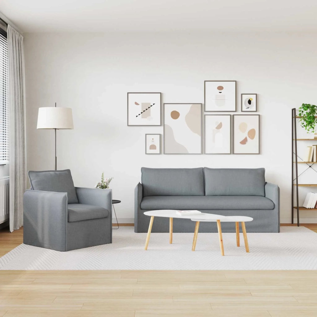 Divano 2 pcs Grigio chiaro 196 x 82 x 85 cm Tessuto